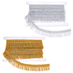 Gemischte Farbe 9.2 Meter 2 Farben Polyester-Quastenbänder, Randschnitt, goldenes Gurtband, Gemischte Farbe, 1-1/4~1-3/8 Zoll (32~35 mm)