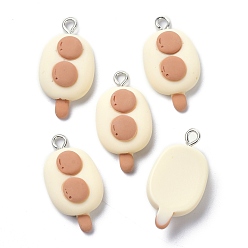 Beige Resin Pendants, with Iron Loop, Ice Cream, Beige, 27.5x14.5x7mm, Hole: 2.3mm