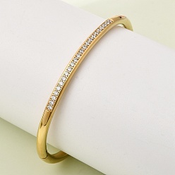 Настоящее золото 18K 304 Шарнирные браслеты из нержавеющей стали с микропаве из кубических цирконий для женщин, ионное покрытие (ip), реальный 18 k позолоченный, 0.16 дюйм (0.4 см), внутренний диаметр: 1.97 дюйм (5 см) x 2.36 дюйм (6 см)