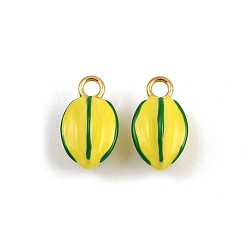 Настоящее золото 18K 304 подвески из нержавеющей стали с желтой эмалью в форме карамболы, ионное покрытие (ip), подвески из карамболы, реальный 18 k позолоченный, 15.5x9.5x9.5 мм, отверстие : 2.5 мм
