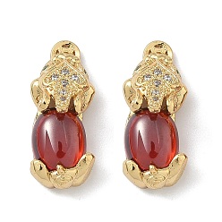 Настоящее золото 18K Кабошоны из кубических цирконий с латунным паве, Pi Xiu, cmолой, без кадмия и без свинца, долговечный, стойки покрытие, реальный 18 k позолоченный, 19x8x6.5 мм