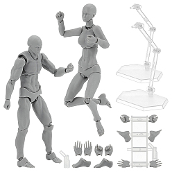 Серый 2шт. 2 стили ПВХ модель человека для рисования фигурка набор, подходит для эскизов, Картина, рисунок, художник, серые, 133x38.5x17.5 мм