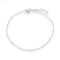 Stainless Steel Color 304 Stainless Steel Curb Chain Anklets, Stainless Steel Color, 9 inch(22.8cm), 1.4mm