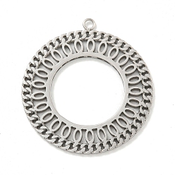 Нержавеющая Сталь Цвет Не тускнеющие 304 подвески из нержавеющей стали, лазерная резка, круглое кольцо-шарм, цвет нержавеющей стали, 33x30x1 мм, отверстие : 1.8 мм