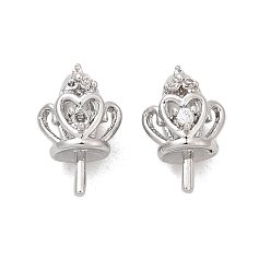 Платина Латунные микро проложить кубического циркония кулон поручительств, шапка из бисера, корона, платина, 12x7.5x6 мм, отверстие : 5.5x3.5 мм