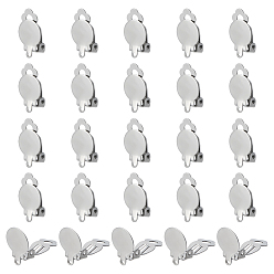 Нержавеющая Сталь Цвет 80шт. 304 фурнитура для сережек-клипс из нержавеющей стали, клипсы на подушечки для сережек, плоско-круглые, цвет нержавеющей стали, 18x10x7 мм, отверстие : 3 мм