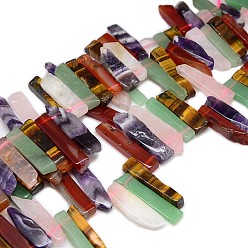 Смешанные камни Природных драгоценных камней смешанного бисер нитей, нерегулярные прямоугольного параллелепипеда, , 15~70x9~12x5~7 мм, отверстие : 2 мм, около 39 шт / нитка, 15.74 дюйм