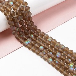 Перу Синтетические лунные лучи, матовые, круглые, Перу, 8 мм, отверстие : 1 мм, около 43~47 шт / нитка, 14.37''~15.08'' (36.5~38.3 см)