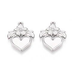 Нержавеющая Сталь Цвет 304 Настройки кабошон из нержавеющей стали кулон, сердце, цвет нержавеющей стали, лоток : 5.5x10 мм, 19x16x2.5 мм, отверстие : 1.2 мм