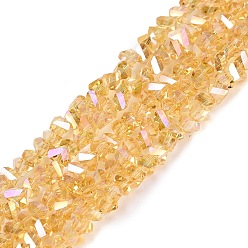 Goldenrod Electroplate Transparent Glass Beads Strands, Triangle, Faceted, AB Color Plated, Goldenrod, 2~3x3~3.5x3~3.5mm, Hole: 0.7~0.9mm, about 122~136pcs/strand, 10.43~11.61 inch(26.5~29.5cm)
