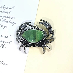 Зеленый Броши из натуральных ракушек, краб, зелёные, 43x49 мм