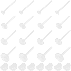 Прозрачный Фурнитура для плоских круглых сережек-гвоздиков из пластика/смолы, с пластиковыми гайками уха, прозрачные, 6~12 мм, штифты : 0.8~1 мм