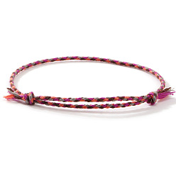 (52) Непрозрачная лаванда Плетеные браслеты из хлопкового шнура в стиле бохо, двухслойные браслеты для женщин, внутренний диаметр: 11 дюйм (28 см)