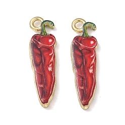 Fuego Ladrillo Colgantes de la aleación impresos, encantos de pimiento picante, chapado en rack, sin cadmio y níque y plomo, dorado, ladrillo refractario, 27x7.5x3 mm, agujero: 1.8 mm