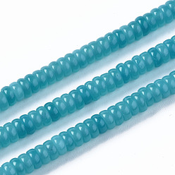 Небесно-голубой Бусины из натурального белого нефрита, окрашенные, рондель, голубой, 4~5x1.5 мм, отверстие : 0.8 мм, около 225~227 шт / нитка, 14.96~15.35 дюйм (38~39 см)