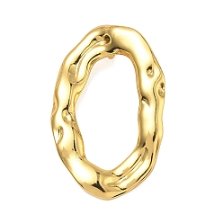 Настоящее золото 18K Текстурированные 304 подвески из нержавеющей стали, овальный шарм, с целью перехода в кольце, ионное покрытие (ip), долговечный, реальный 18 k позолоченный, 41x26x4~9.5 мм, отверстие : 4 мм