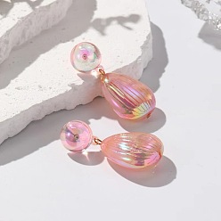 Pink Смолы мотаться серьги стержня, слеза, золотые, розовые, 53x25 мм