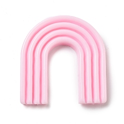 Pearl Pink Opaque Resin Decoden Cabochons, Rainbow, Pearl Pink, 38x36.5x5mm