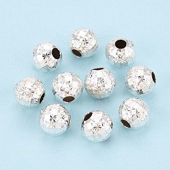 Серебро 925 шарики стерлингового серебра, круглые, , серебряные, 6 мм, отверстие : 2 мм
