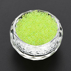 Green Yellow DIY 3D Nail Art Decoration Mini Glass Beads, Tiny Caviar Nail Beads, AB Color Plated, Round, Green Yellow, 2mm, about 450g/bag