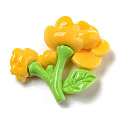 Золотистый Непрозрачная смола декодирует кабошоны, цветок, золотые, 26.5x31x8 мм