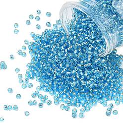 (23) Silver Lined Light Turquoise Тохо 8/0 круглые бусины, японский бисер, (23) светло-бирюзовый с серебряной подкладкой, 3 мм, отверстие : 1 мм, Около 10000 шт / фунт