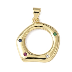 Настоящее золото 18K Латунные микро проложить кубического циркония подвески, долговечный, без кадмия и без свинца, стойки покрытие, реальный 18 k позолоченный, 22x20x2.5 мм, отверстие : 4.5x3.5 мм