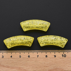Yellow Transparent Crackle Acrylic Beads, Curved Tube, Yellow, 35x11.5x13.5mm, Hole: 3.5mm, about 148pcs/500g