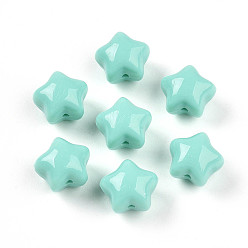 Бледно-бирюзовый Непрозрачные акриловые бусины, звезда, бледные бирюзовая, 11.1x12.8x10.2 мм, отверстие : 1.6 мм, Около 682 шт / 500 г
