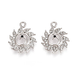 Платина Подвески из сплава и страза, лебедь, без свинца и без кадмия, платина, 21x17.5x3 мм, отверстие : 1.8 мм