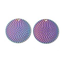 Rainbow Color Ионное покрытие (ip) 304 подвески из нержавеющей стали, плоский круглый шарм, Радуга цветов, 29.5x1 мм, отверстие : 1.8 мм