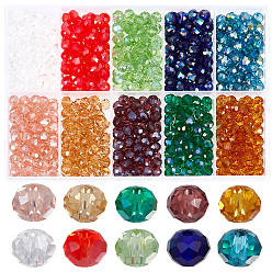Mixed Color Electroplate Glass Beads, Pearl Luster Plated, Faceted, Rondelle, 6x5mm, Hole: 1mm, 10 colors, 80pcs/color, 800pcs/set