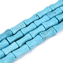 Синтетическая Бирюза Синтетических нитей бирюзовые бусы, бамбуковую палку, 11.5~12x5.5~6.5 мм, отверстие : 0.8 мм, около 33~34 шт / нитка, 15.35~15.75 дюйм (39~40 см)