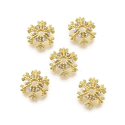 Золотой Снежинка латунные микропаве прозрачные кубические циркониевые бусины колпачки, стойки покрытие, долговечный, без свинца и без кадмия, золотые, 10x2 мм, отверстие : 1.8 мм