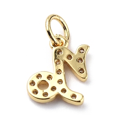 Capricorn Brass Micro Pave Cubic Zirconia Charms, Constellation Charm, with Jump Rings, Real 18K Gold Plated, Capricorn, 11.5x8.5x1.5mm, Hole: 3.4mm