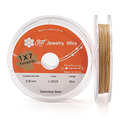 Light Gold 50м мягкая нержавеющая проволока, с катушкой, круглые, золотой свет, 0.3 мм, около 164.04 футов (50 м) / рулон