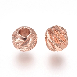 Розовое Золото Spacer бисер латунные, фантазии вырезать, рондель, розовое золото , 3.5x3 мм, отверстие : 1.5 мм