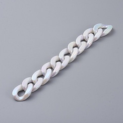 White Handmade Acrylic Imitation Pearl Curb Chains, Twisted Chains, White, Links: 29x20.5x6.5mm, about 39.37 inch(1m)/strand
