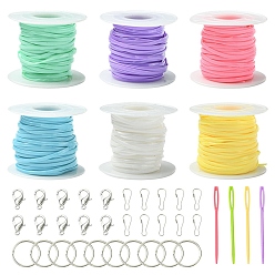 (52) Непрозрачная лаванда Сделай сам наборы для ключей, включая 6 рулоны резинового шнура, 20 железные разрезные брелоки для ключей, 20застежка-карабин из цинкового сплава, 5 шт. иглы и 20 шт. железная фурнитура для брелка, разноцветные, 2.5 мм