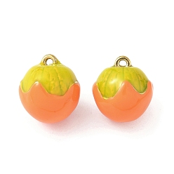 Оранжевый 304 нержавеющей стальной эмали подвески, ионное покрытие (ip), золотые, оранжевые, 15x14x13.5 мм, отверстие : 1.2 мм