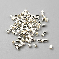 Серебро 925 серебро бусы трубка, обжимной шарики, серебряные, 1.5~1.7x1.5 мм, отверстие : 1 мм