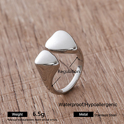 Stainless Steel Color Irregular 304 Stainless Steel Cuff Open Rings for Women, Stainless Steel Color, Adjustable
