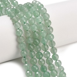 Зеленый Авантюрин Естественный зеленый авантюрин бисер нитей, граненые, круглые, 6 мм, отверстие : 0.9 мм, около 63~64 шт / нитка, 15.16~15.28'' (38.5~38.8 см)