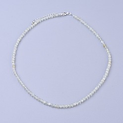 Пренит Естественно пренит бисером ожерелья, с латунными карабин-лобстерами , граненый круглый бисер, 15.75 дюйм ~ 16.14 дюйм (40~41 см) x 2 мм