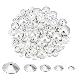 Silver 304 Stainless Steel Bead Caps, Half Round, Silver, 3~8x1~2.5mm, Hole: 0.5~1mm, 100pcs/box