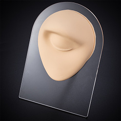 PeachPuff Soft Silicone Eye Flexible Model Body Navel Displays with Acrylic Stands, Jewelry Display Teaching Tools for Piercing Suture Acupuncture Practice, PeachPuff, Stand: 8x5.1x10.6cm, Silicone: 7.4x6x3.2cm