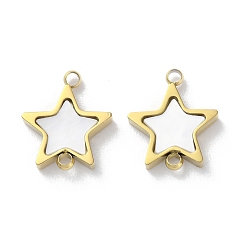 Звезда Ионное покрытие (IP) 304 нержавеющая сталь pave белый корпус разъема подвески, полированный, реальный 18 k позолоченный, звезда, 12x10x2 мм, отверстие : 1.2 мм