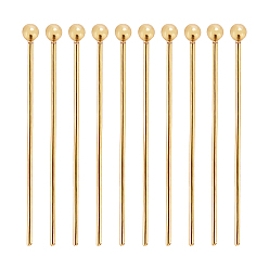 Real 18K Gold Plated Brass Ball Head Pins, Long-Lasting Plated, Real 18K Gold Plated, 25x0.5mm, 24 Gauge, Head: 2mm, 100pcs/box