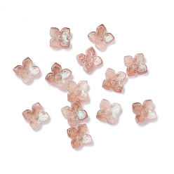 Верблюжий Окрашенные и нагретые стеклянные колпачки для бусин, 4-лепестков цветка, верблюжие, 10x10x3.5 мм, отверстие : 1.4 мм