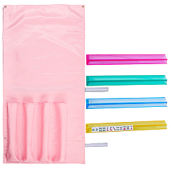 Pink 4шт. 4 цветные пластиковые подставки для фишек маджонга с толкателем, с 1карманами из полиэстера, розовые, 408x54x26 мм